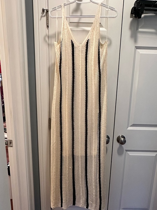 a new day Dresses & Skirts - a new day Cream Maxi Dress with Black Vertical Stripes